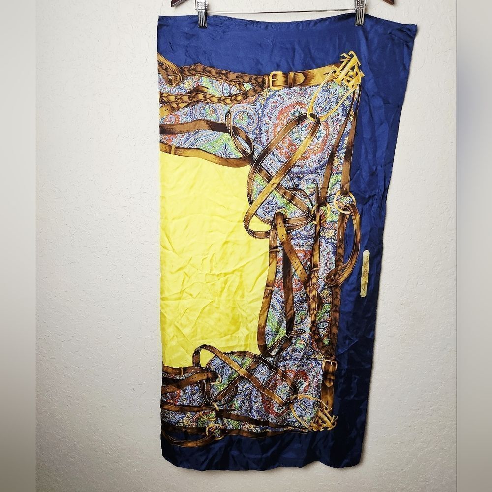 Ralph Lauren Vintage Silk Equestrian English Riding Theme Scarf 84x42